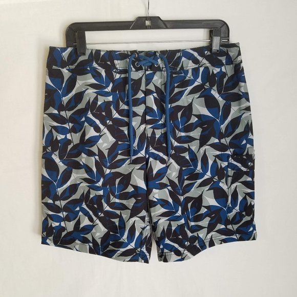 J.CREW Flex Swimwear Leaf Print Swim Trunks Shorts Men's Size 32 - Picture 1 of 4